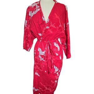 Red and White Crane Yukata